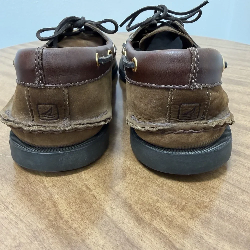 Sperry Top-Sider Boat Shoes Men's 11 M Brown Leather 2-Eye Lace Up Casual Deck